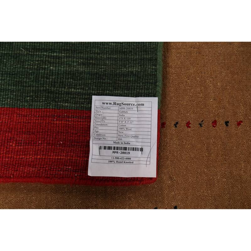 Gabbeh Oriental Accent Rug Handmade Wool Carpet - 3'11"x 5'8"