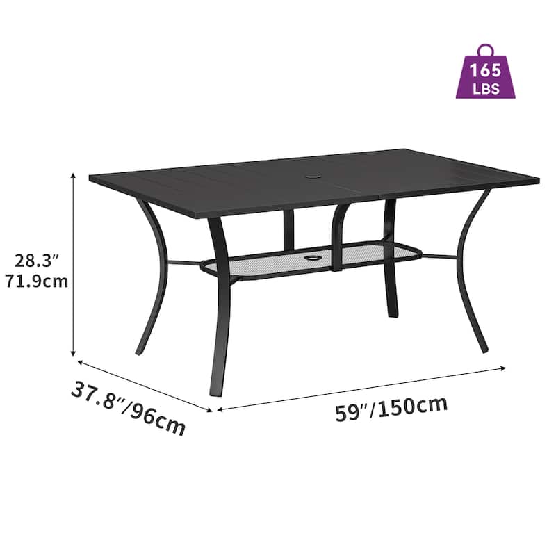 Metal Outdoor Dining Table with Umbrella Hole