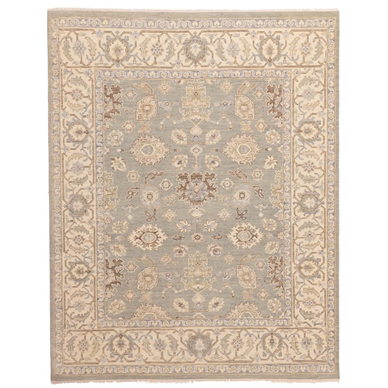 ECARPETGALLERY Hand-knotted Modern Oushak Sage Wool Rug - 8'1 x 10'1
