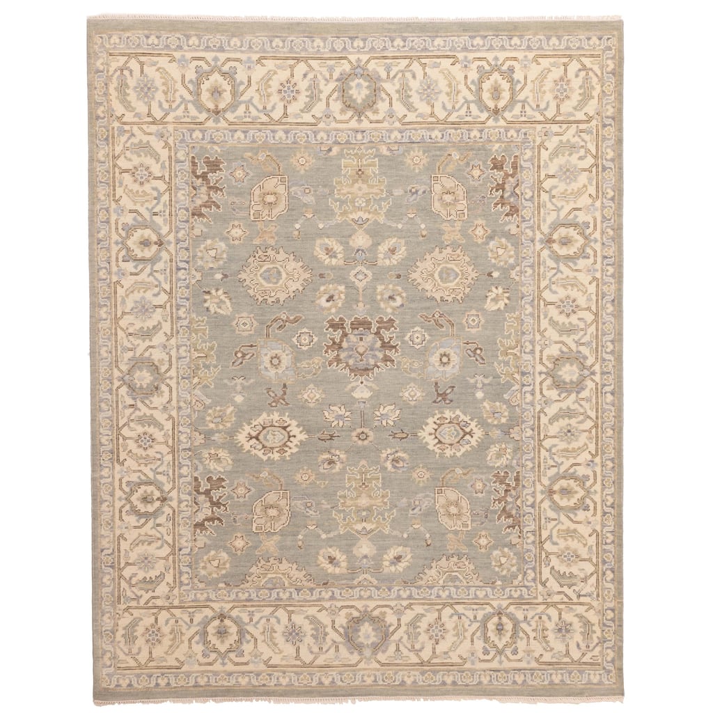 ECARPETGALLERY Hand-knotted Modern Oushak Sage Wool Rug - 8'1 x 10'1