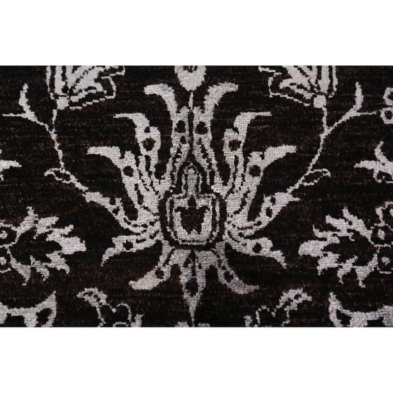 Black Art Craft Oriental Area Rug Handmade Wool And Silk Carpet - 9'0"x 12'7"