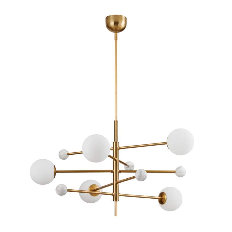 KAWOTI 5-light Modern Dimmable Sputnik Linear Chandelier Pendant