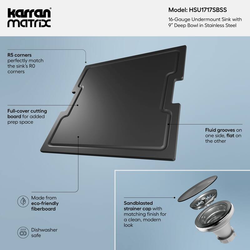 Karran USA HSU1717SB Matrix 17" Undermount Single Basin Stainless