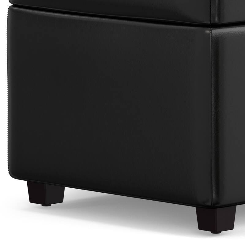 WYNDENHALL Franklin 44 inch Wide Contemporary Rectangle Storage Ottoman in Faux Leather