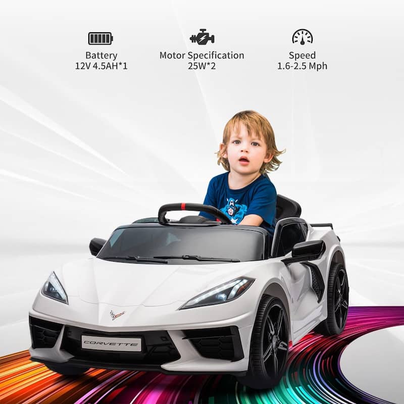 12V Kids Ride on Car Licensed Corvette Battery Powered Car Toddles Electric Sports Car Toy with Remote Control