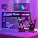 preview thumbnail 1 of 15, Full Size Metal Bunk Bed with Built-in Desk, Light and Drawers, Black Black