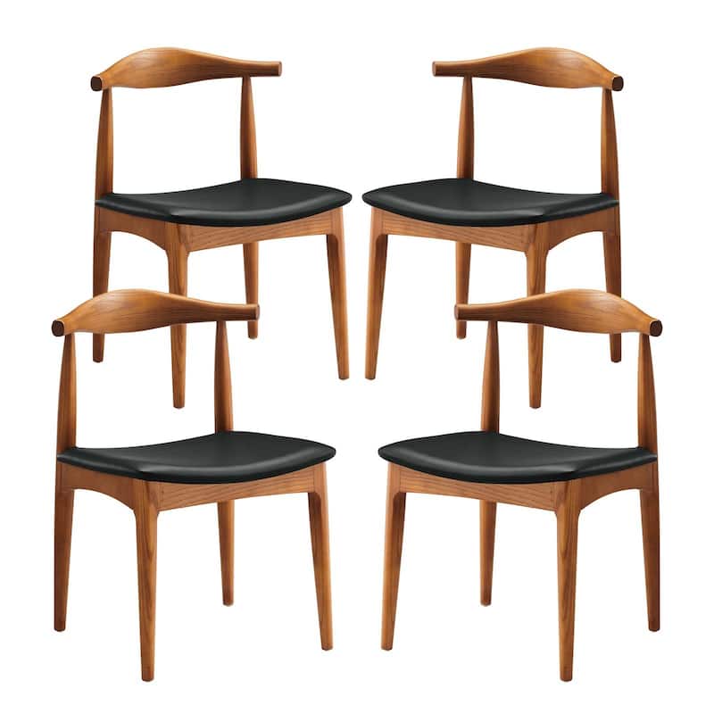 Tracy Leatherette and Wood Mid-century Dining Chairs (Set of 4)