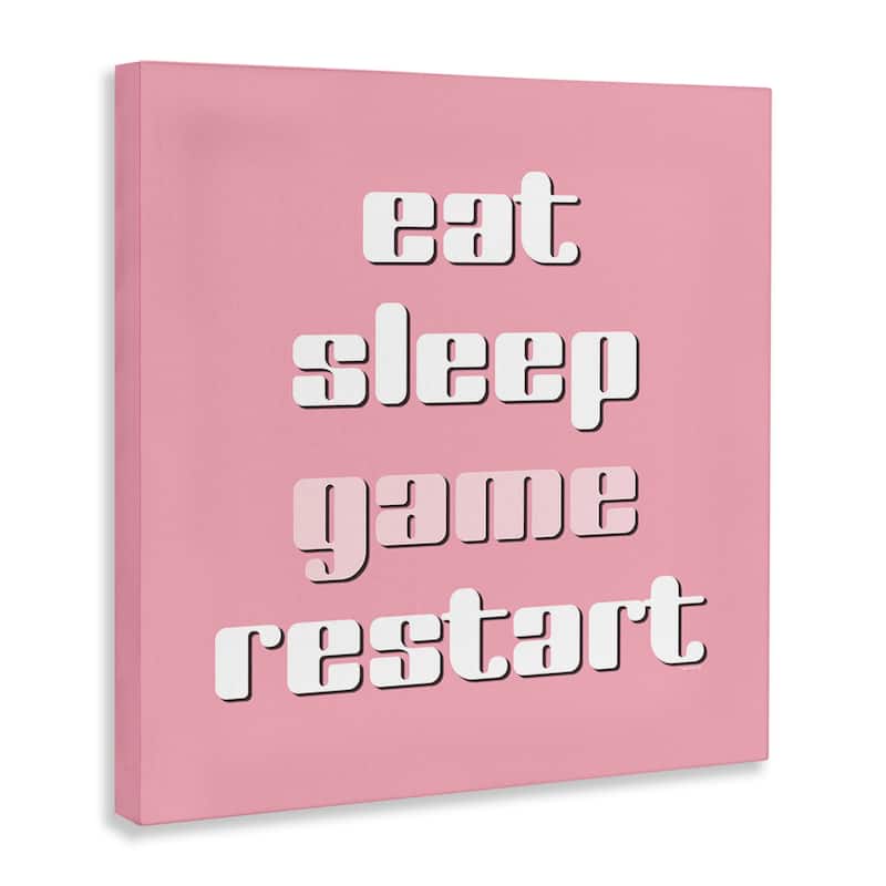 Stupell Gamer Phrases on Pink Canvas Wall Art Design By Yass Naffas Designs