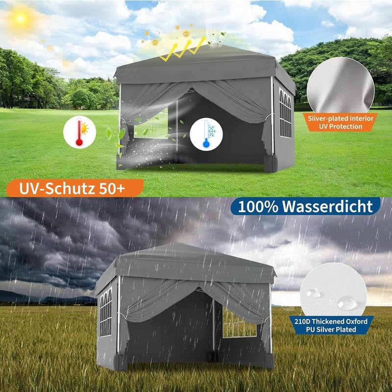 Instant Setup Portable Outdoor 10x10 Pop Up Canopy Tent with 4 Waterproof Sidewalls