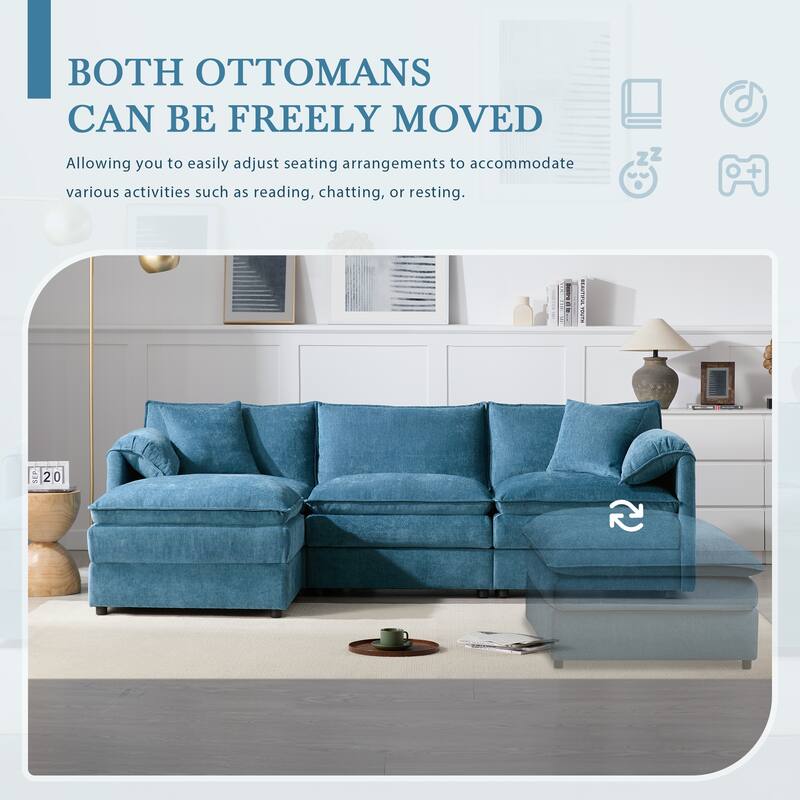 Chenille Modular Sectional Sofa, L Shaped Cloud Couch Set