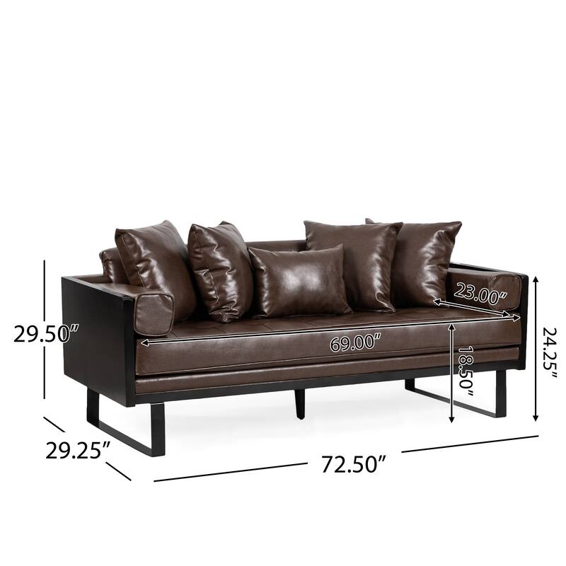 Contemporary Oversize PU Upholstered Loveseat with Pillows