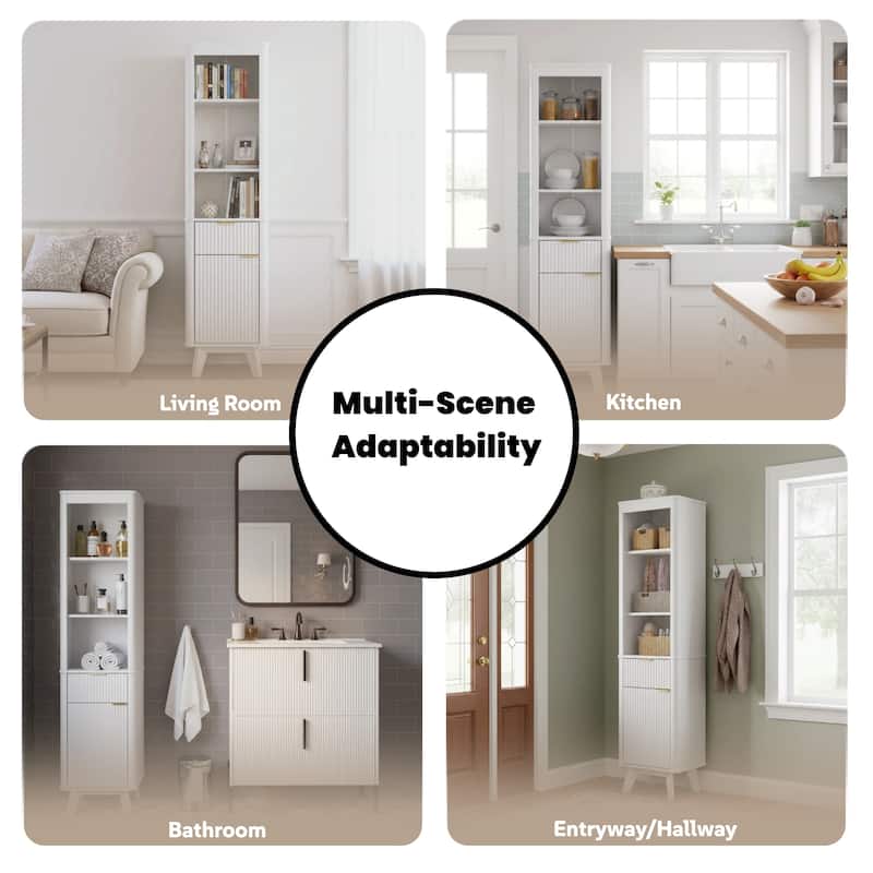 Christopher Knight Home - Modern Linen Tower with Adjustable Shelves, Drawer and Door