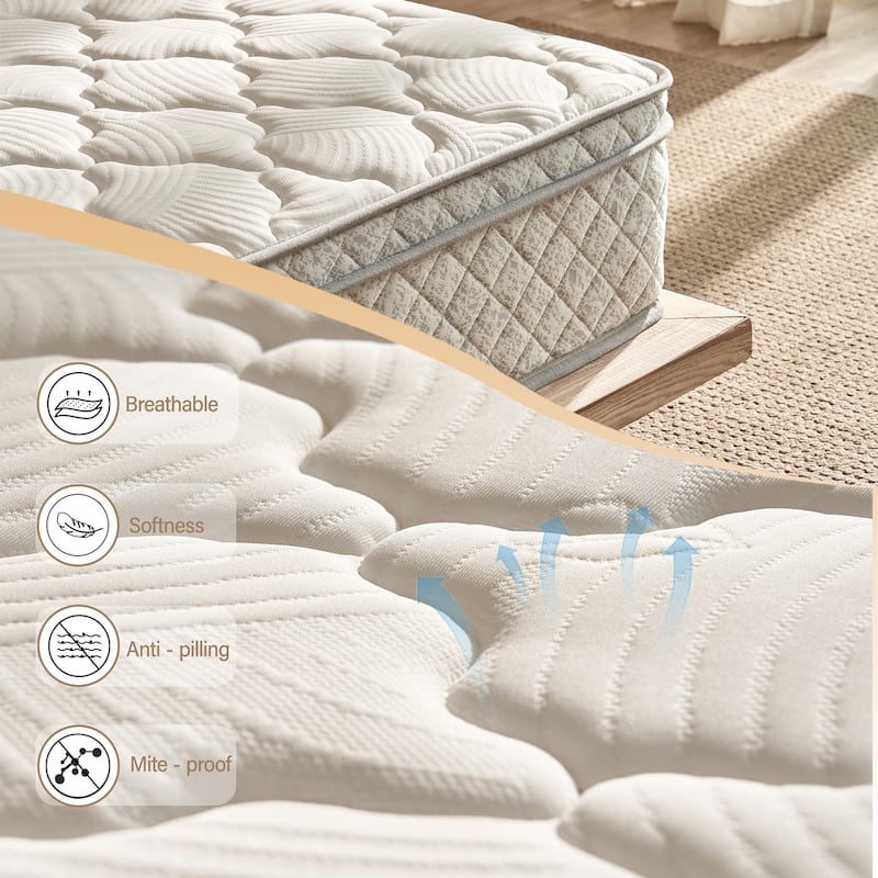 King Size Mattress 12 Inch Hybrid in a Box with Memory Foam and Pocket Spring for Pressure Relief