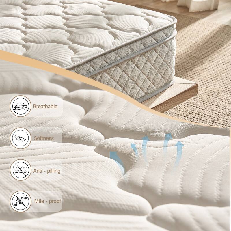 Queen Size Mattress 12 Inch Hybrid in a Box with Memory Foam and Pocket Spring for Pressure Relief