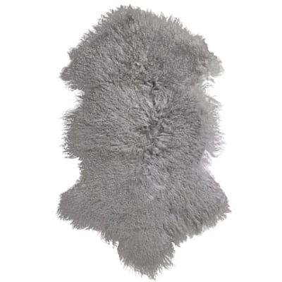 Taupe Sheepskin Rug H 40" & Dia 46.7" - 9'3" x 12'3"