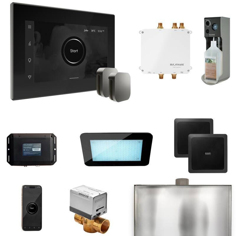 Mr Steam BLS1-X Bliss Max Package Steam Shower Control Package with - Black / Satin Steel