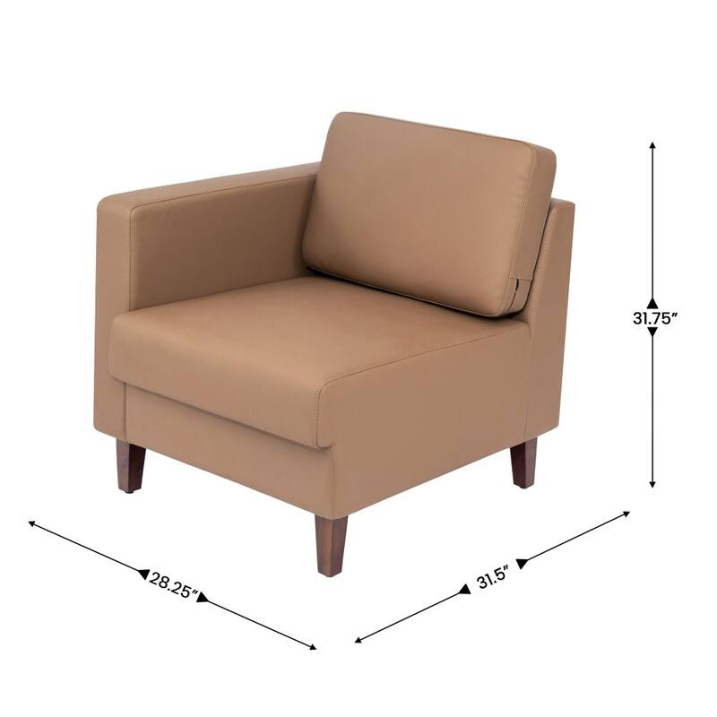 Commercial Modular Left Arm Chair with AC/USB/USB-C Chargers - 28.25"W x 31.5"D x 31.75"H