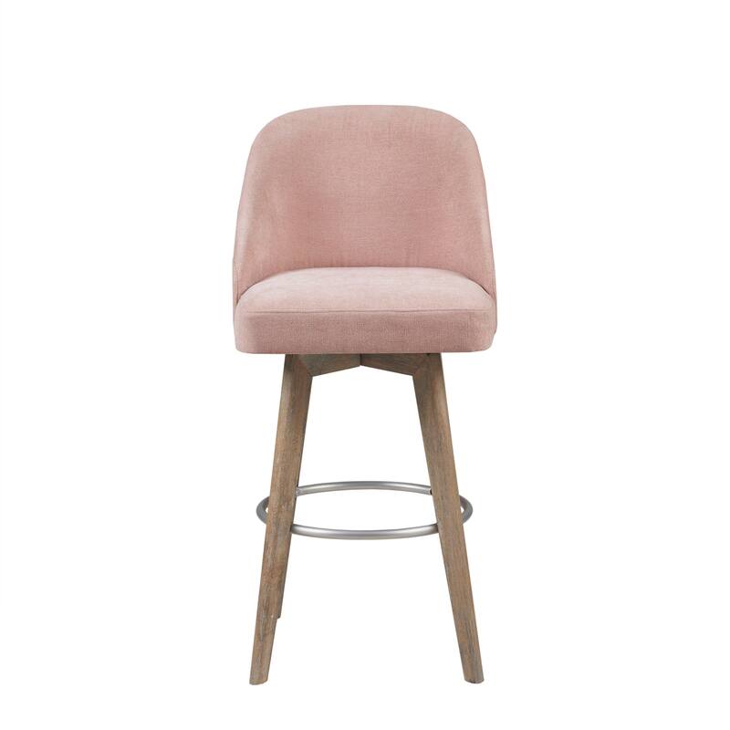 Madison Park Pearce Swivel Upholstered Counter Stool with Solid Wood Legs & Metal Footrest