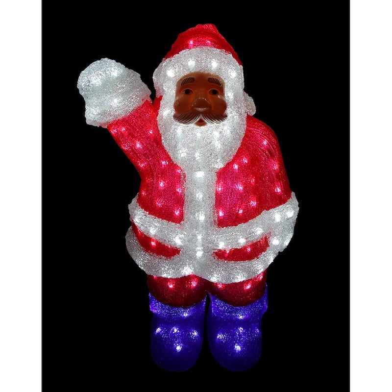Lighted Waving Santa Claus Grade Acrylic Christmas Display Decor 2' - Red