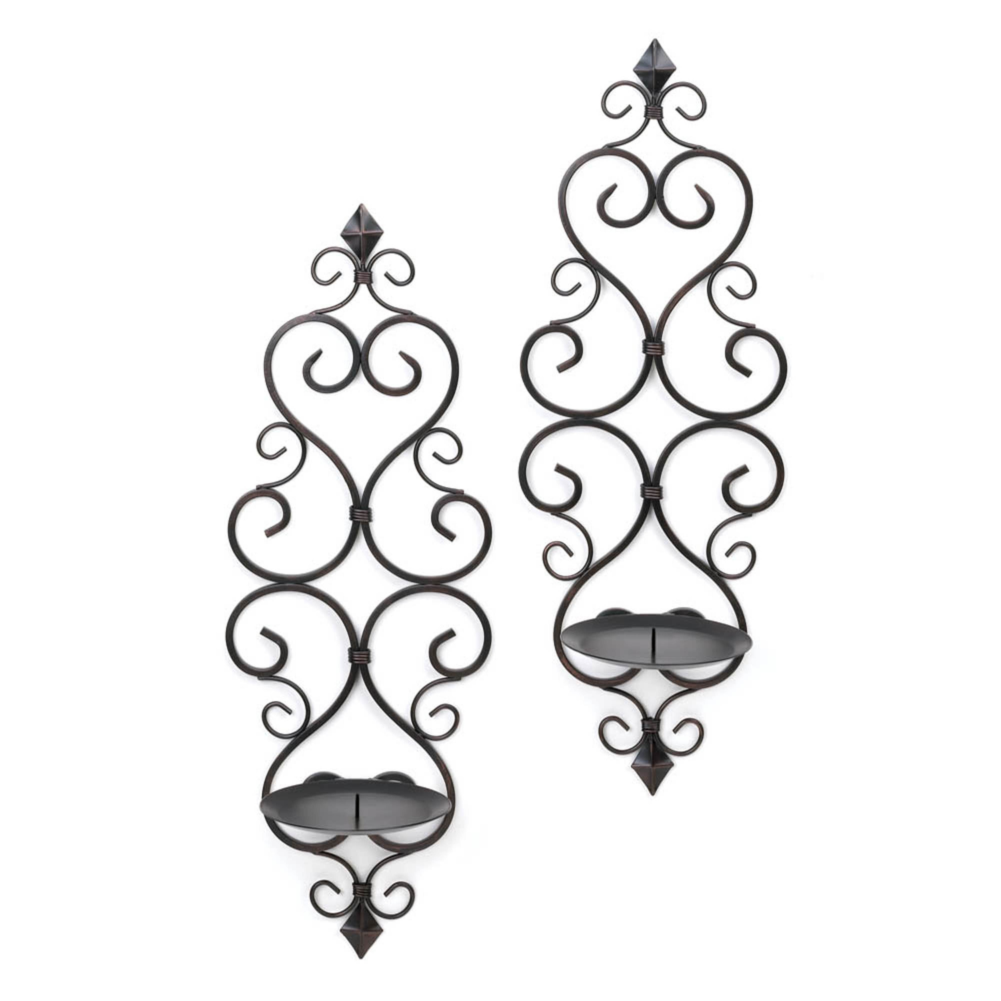 14 18"H 2 Sm Details about   Set of 4 Santiago Scrolled Sconces w/ Intricate Designs Iron 2 Lg 