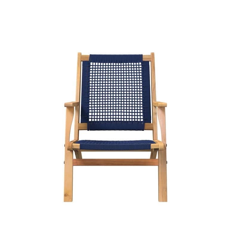 Vega Natural Stain Outdoor Chair in Navy Blue Cording