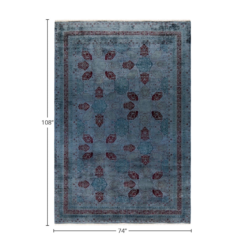 Fine Vibrance, One-of-a-Kind Hand-Knotted Area Rug - Gray, 6' 2" x 9' 0" - 6' 2" x 9' 0"