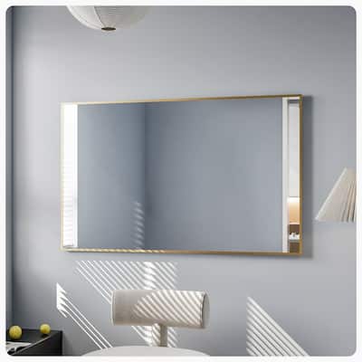 Eviva Gold 48" x 30" Rectangular Gold Metal Framed Mirror