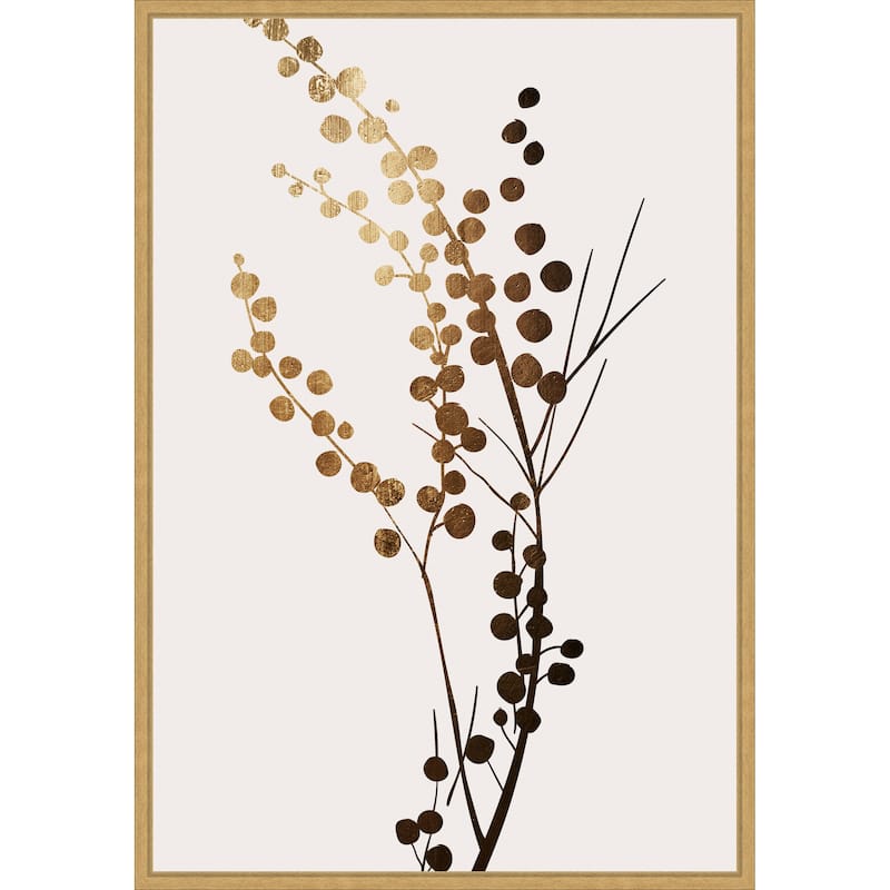 Beige Branch 1 by Eins Kubistika Framed Canvas Wall Art Print - Sylvie Bright Gold