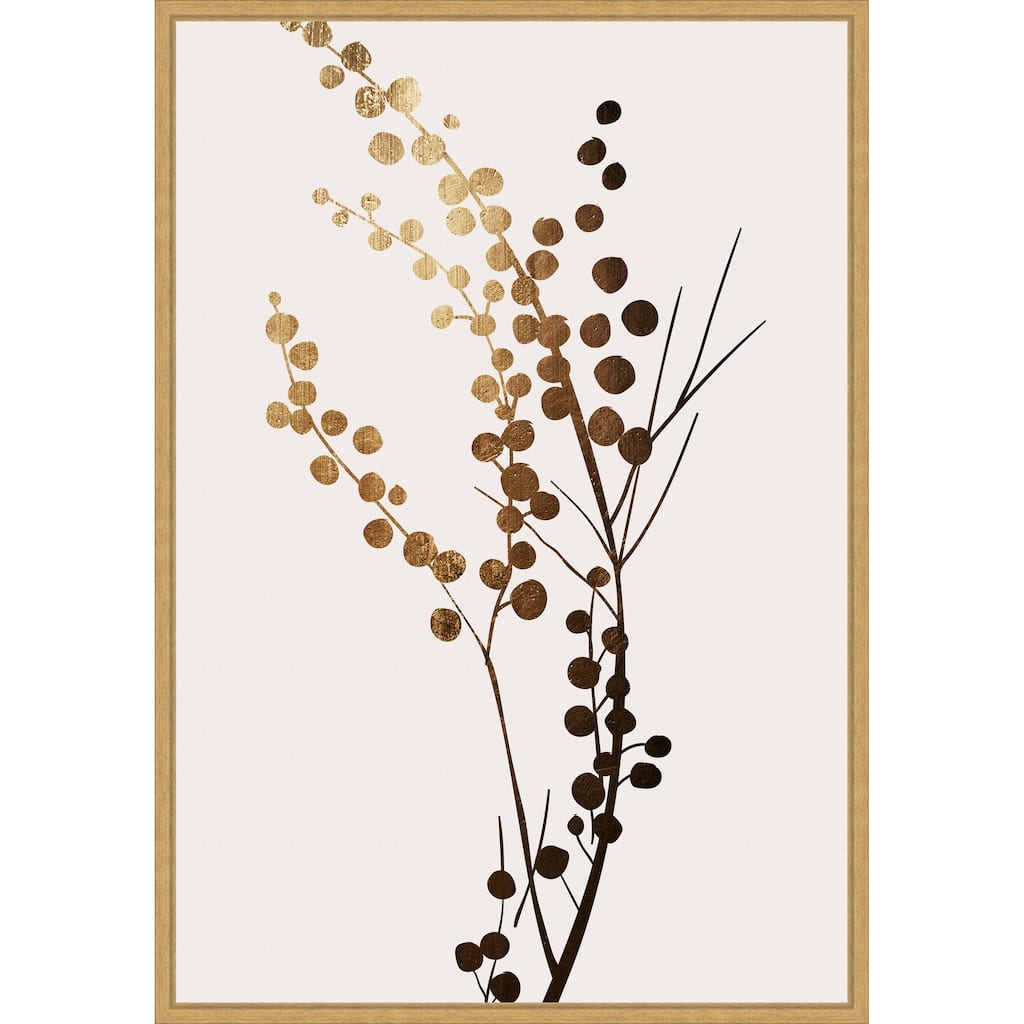 Beige Branch 1 by Eins Kubistika Framed Canvas Wall Art Print - Sylvie Bright Gold
