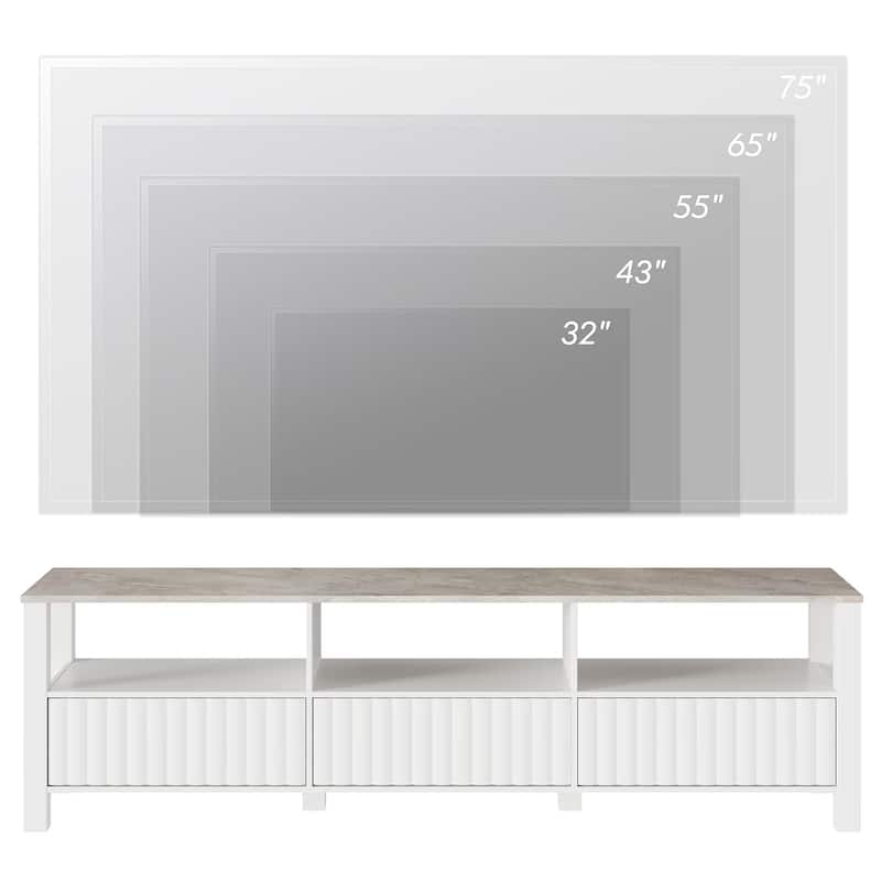 White TV Stand for 65-100 Inch TV with LED Light, Modern TV Console