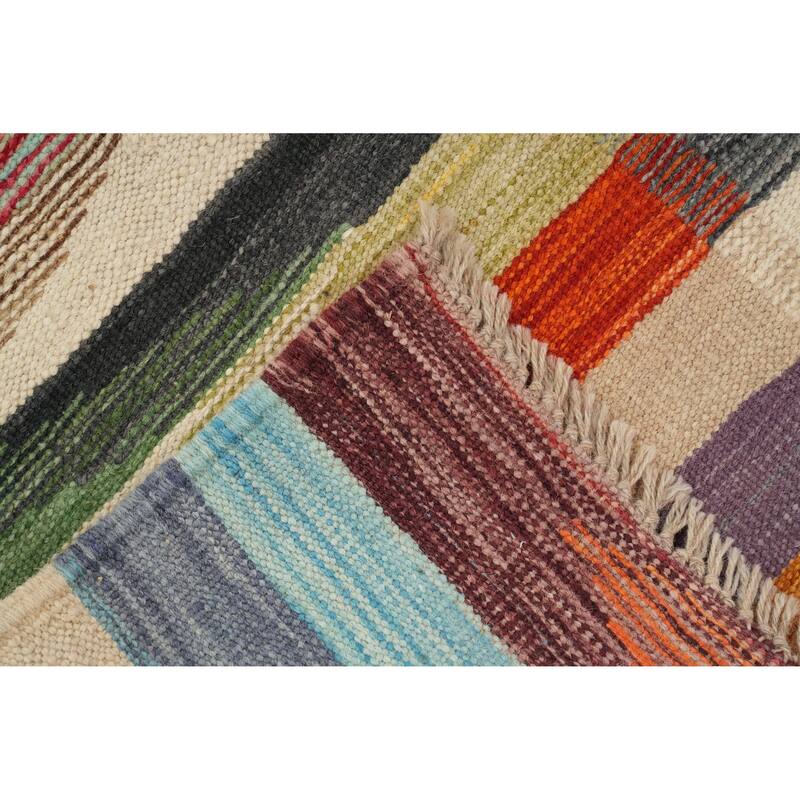 Hand Woven Oriental 100% Wool Carpet Southwestern Modern Multi-Colored Kilim Area Rug - 6' 0'' X 4' 3''