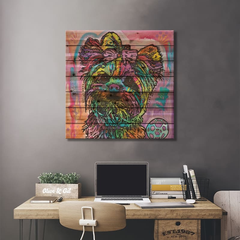Chloe Bear Print On Wood by Dean Russo - Multi-Color