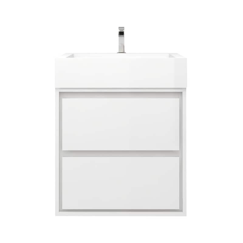 Victoria 24" Wall Mounted Modern Vanity with Acrylic Sink - White - 23.5''
