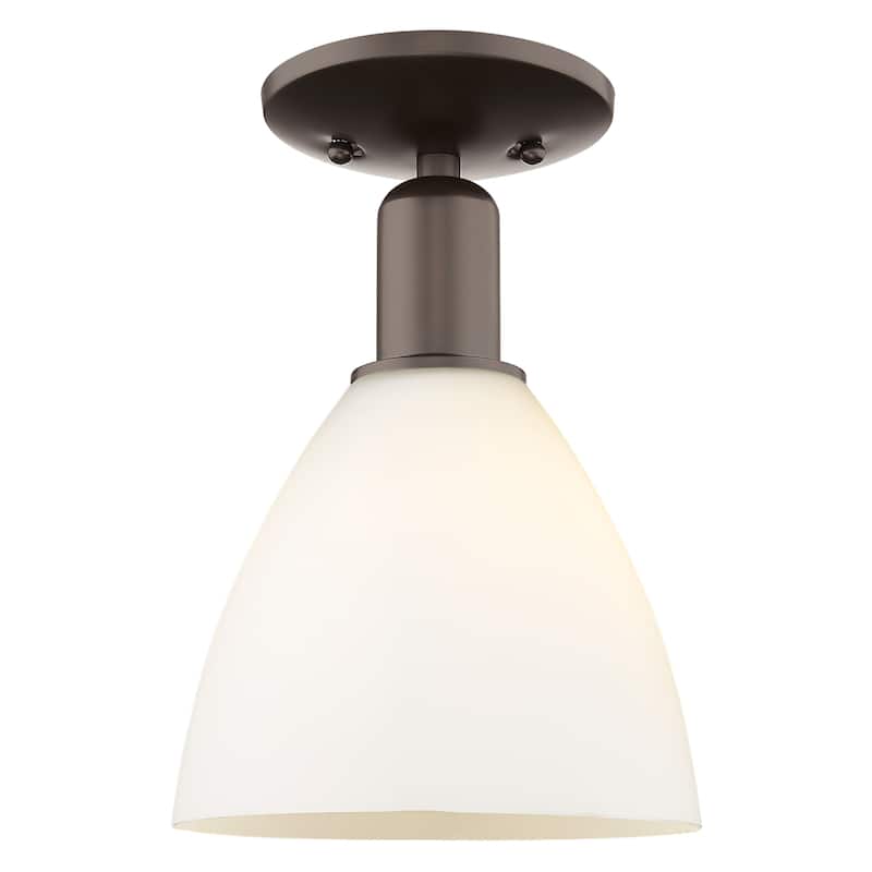 Innovations Lighting Endless Possibilities Arcadia - Bristol - 1 Light 8" Semi-Flush Mount - Oil Rubbed Bronze/Matte White