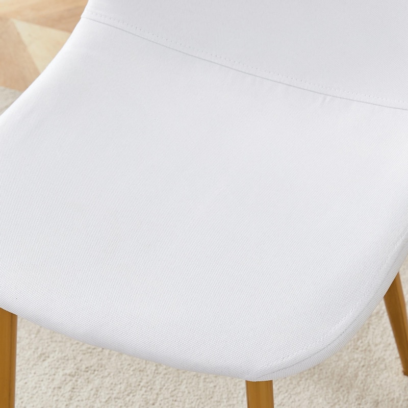 Minimalist Dining Chair Set of 4, Linen Fabric Kitchen Chair with Metal Legs Modern Armless Side Chair for Office