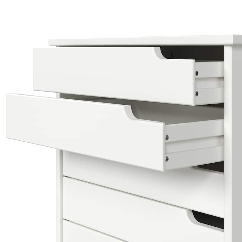 Adeptus Original Euro Roll Cart, Solid Wood, 4+1 Drawer Extra Wide Drawers Roll Carts, White