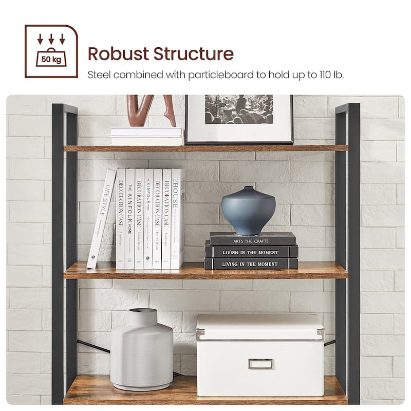 Rustic Brown and Black 6-Tier Industrial Bookshelf with Anti-Tip Kit - 31.5”L x 11.8”W x 73.2”H (80 x 30 x 186 cm)