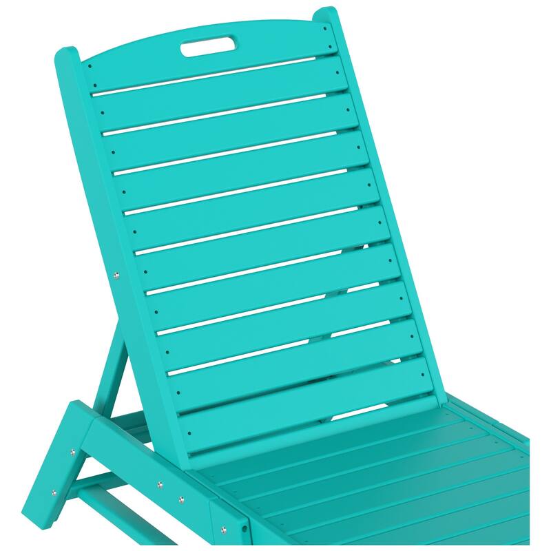 Laguna Hdpe All Weather Outdoor Patio Pool Reclining Armless Chaise Lounges With Square Side Table (3-Piece Set)
