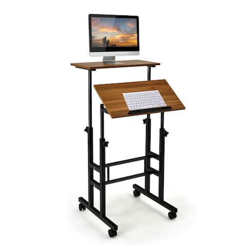 Costway Mobile Standing Desk Rolling Adjustable Laptop Cart Home