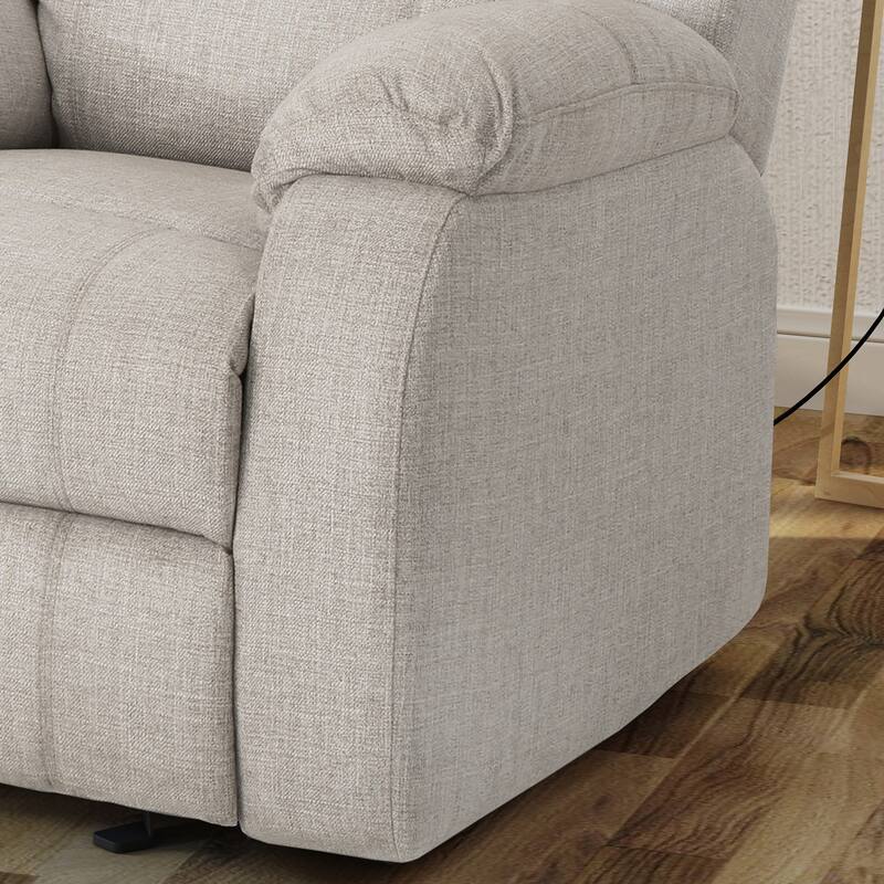 Upholstered Linen Manual Recliner Sofa Chair with Adjustable Backrest and Footrest, Modern Home Lounge Chair for Living Room