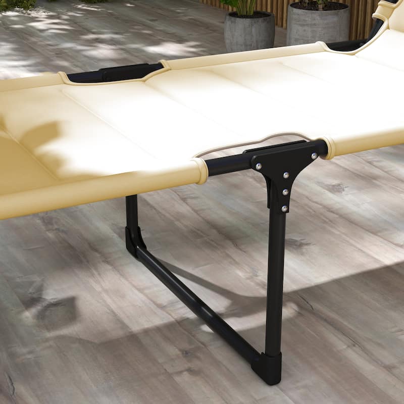 Foldable Outdoor Reclining Sun Lounger with Adjustable Backrest and Weather-Resistant Fabric - 27.5" W x 78.75" D x 17.75" H