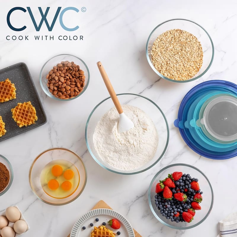 COOK WITH COLOR 12 Pc Glass Nesting Mixing Bowl Set with Lids for Cooking and Prep