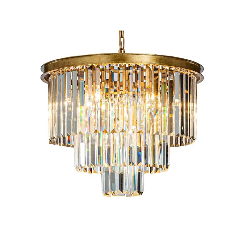 10 Light Glam Dual-Use Crystal Flush Mount Ceiling Light Contemporary Light Fixture for Interior - W20'' - Matte Gold
