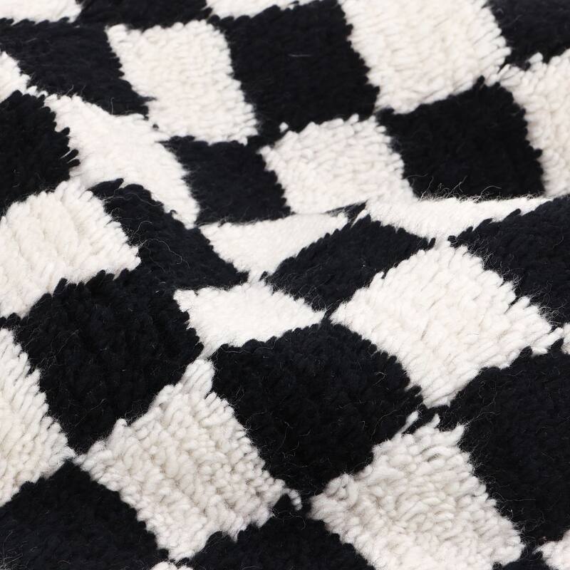 Contemporary Checkered Black Area Rug