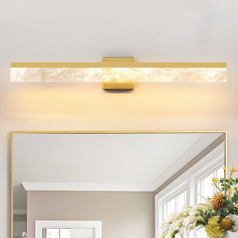 LED Bathroom Vanity Light 24/32/39 inch Dimmable Metal Wall Sconce - Black/Warm White Light - 32-Inch - Gold