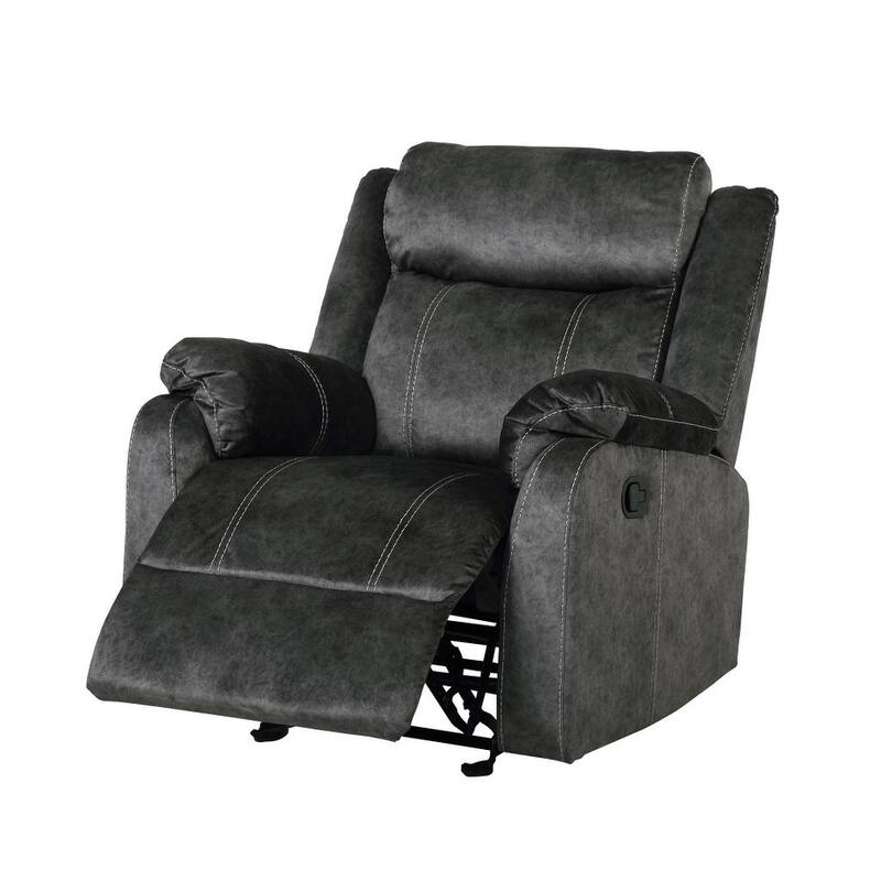 HomeRoots 35" Granite Gray Fabric Manual Recliner