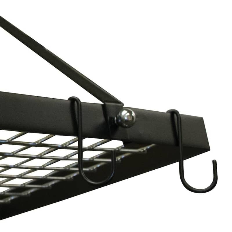 Black Metal Hanging Pot Rack with Hooks for Ceiling Kitchen Storage