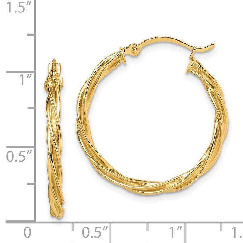 Curata 14k Yellow Gold Polished Twisted Hoop Earrings - 26.5x25.5mm