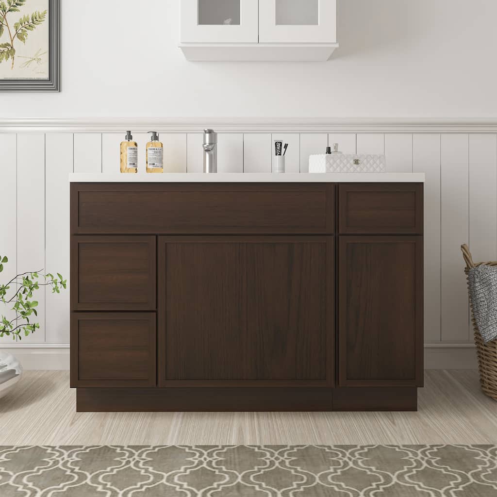 Vanity Art 48" Birch Freestanding Bathroom Vanity Cabinet without Top
