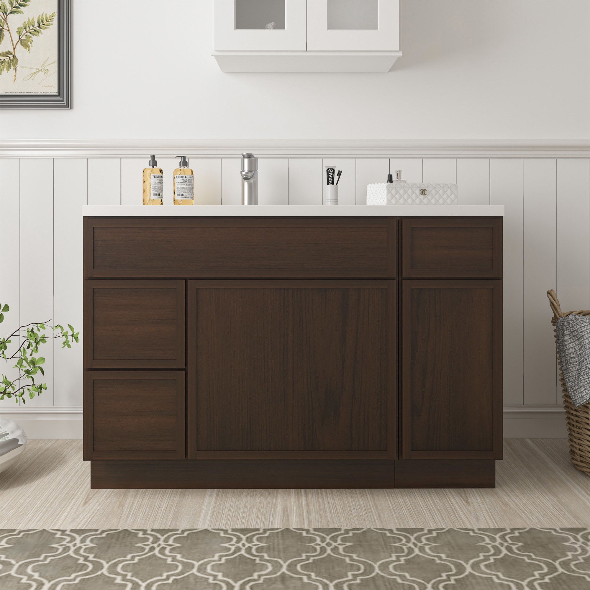 Vanity Art Colton 48" Birch Freestanding Bathroom Vanity Cabinet without Top